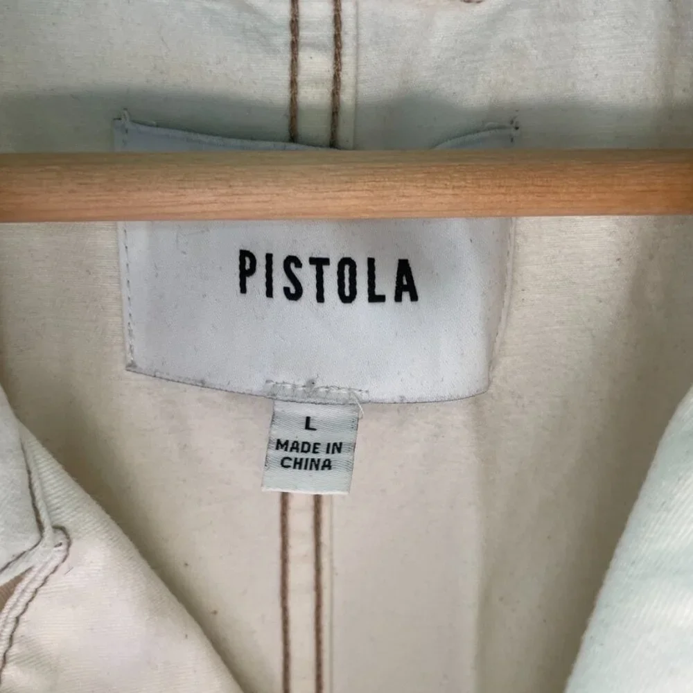 pistola Parker Short Romper Ecru Off White Lightweight Denim Casual Size L - Picture 7 of 9